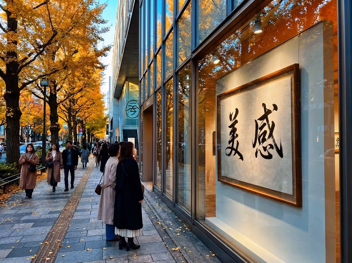 表參道街景中的書法櫥窗展示